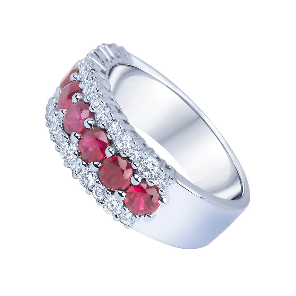Graff Flower Ruby Diamond Cocktail Ring Sz 6 – Opulent Jewelers