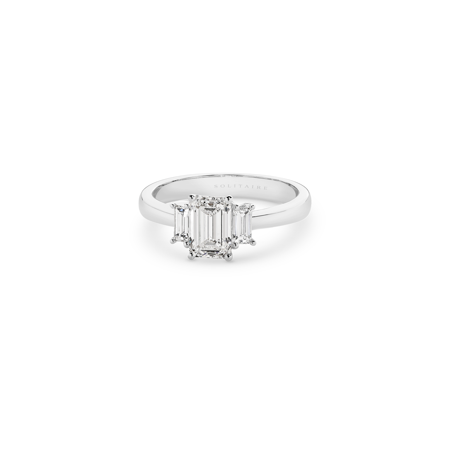 Emerald & Baguette Cut Trilogy Diamond Rings | Solitaire
